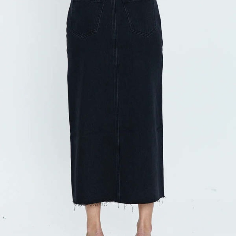PISTOLA ALICE DENIM MIDI 100% COTTON SKIRT UNDERGROUND WASH BLACK 24 - Picture 4 of 10